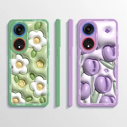 Fashion Flower Case for OPPO A1 Pro Reno 8T Reno8 T 5G Square Liquid Silicone Lens Protective Shockproof Soft Phone Back Cover