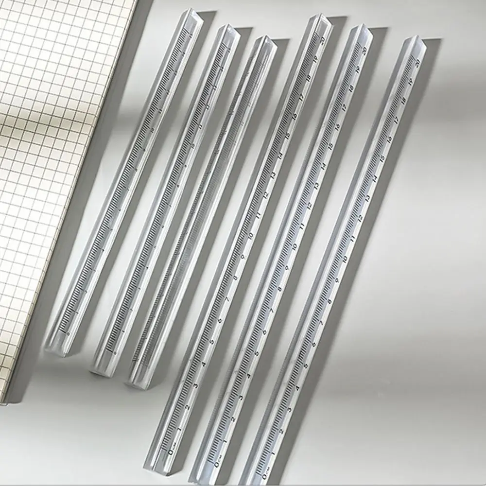 Simple Acrylic Scale on Both Sides Measuring Tools Students Stationery Triangular Rulers Transparent Straight Ruler