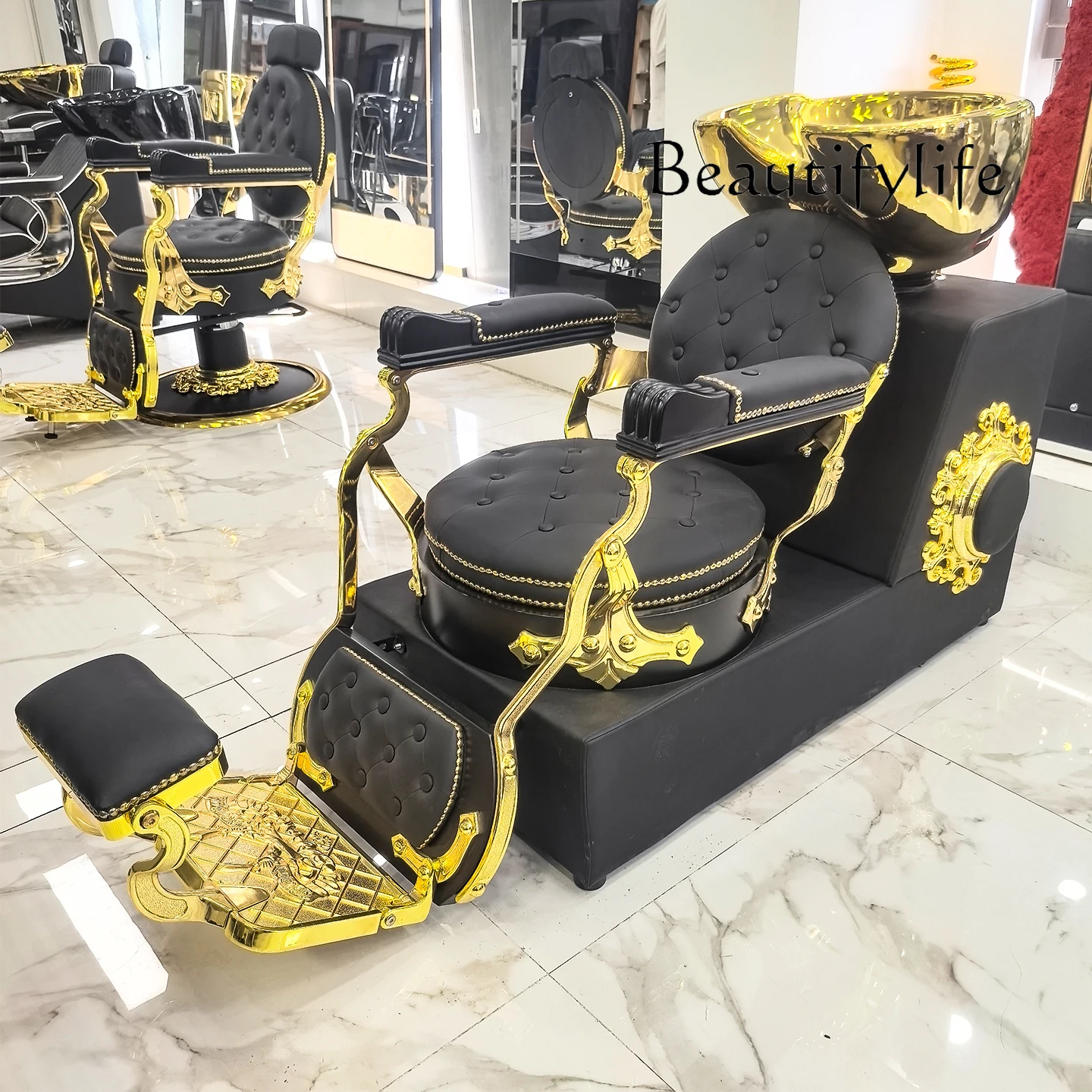 

Barber shop sitting flush bed hair salon hair salon special ceramic basin deep basin wash hair recliner