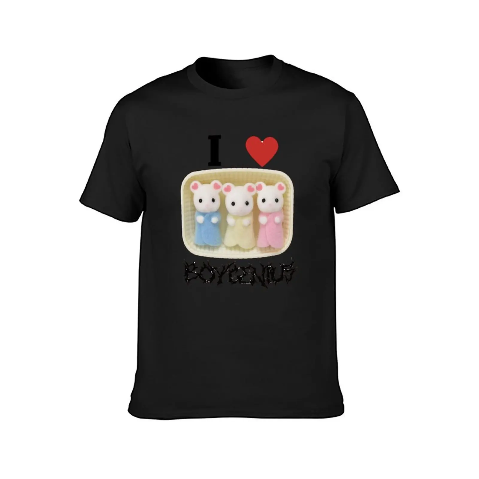 Silly Calico Critter I Heart Boy Genius T-Shirt blacks summer clothes men clothes