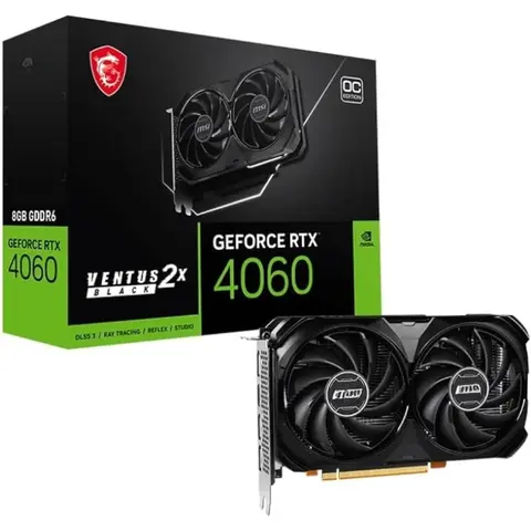 Scheda grafica da gioco GeForce RTX 4060 Ventus 2X nera 8G OC - 8 GB GDDR6X, PCI Express Gen 4, 128 bit, 3X DP v 1,4a, HDMI 2.1
