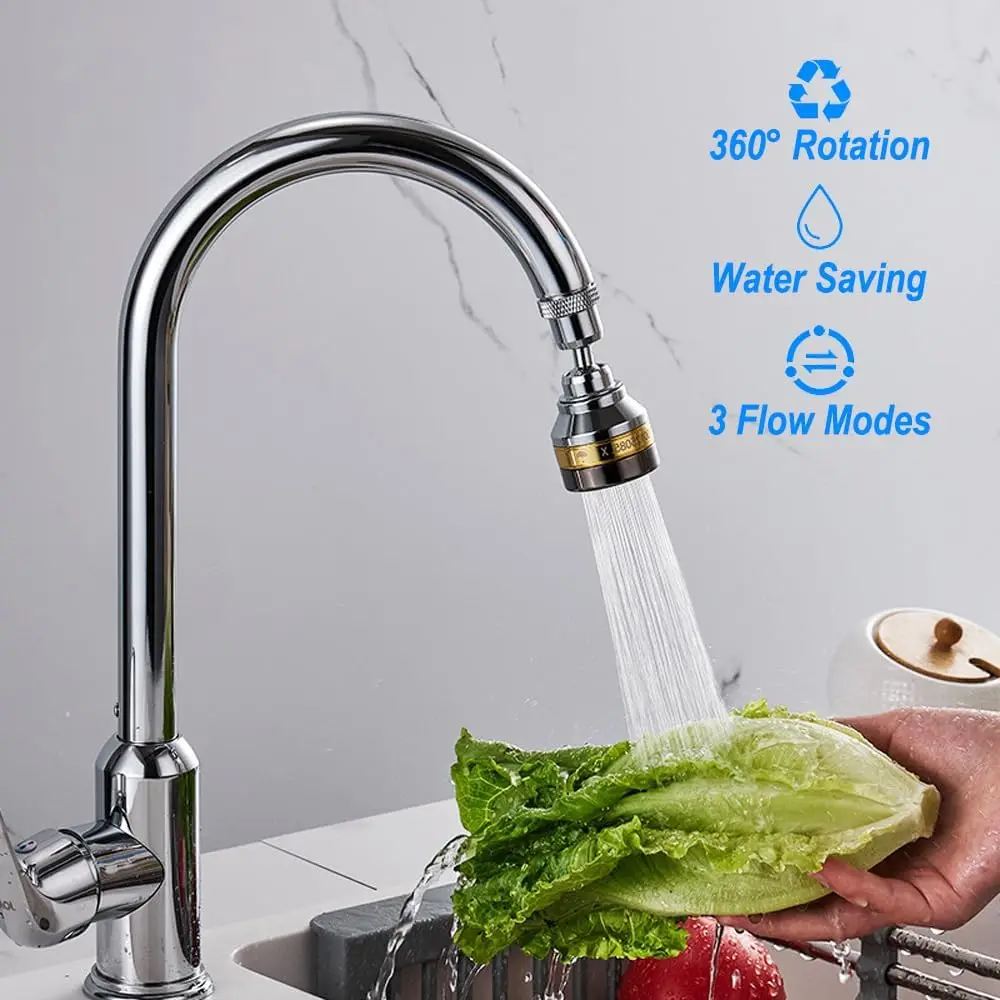 360° Kitchen Sink Faucet Sprayer Attachment,3 Flow Mode Adjustable,Anti-Splash,High Pressure Booster