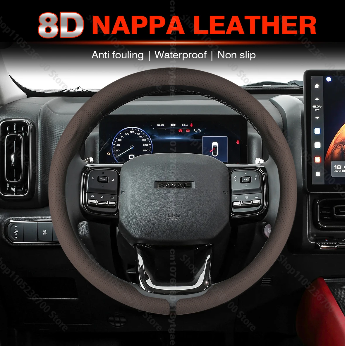 

Ultra-thin Napa leather Steering Wheel Cover Anti-slip For Haval Jolion H1 H6 H2 H9 F7X F7 Dargo H2S M6 H3 H4 H5 H7 H8 H6-Coupe