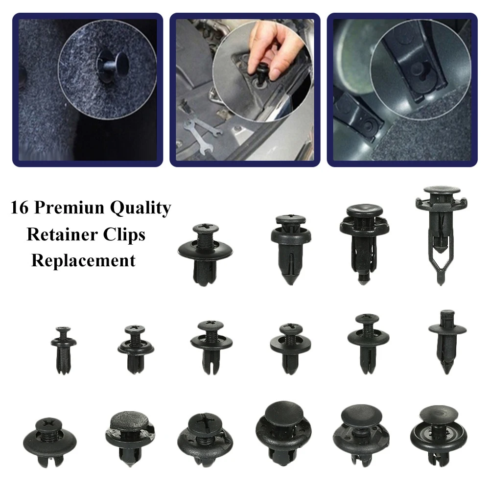 625pcs Auto Fastener Clip Kit,16 Types Plastic Push Rivets Clips With Storage Box,Push Type Pin Rivets Clips Trim Kit