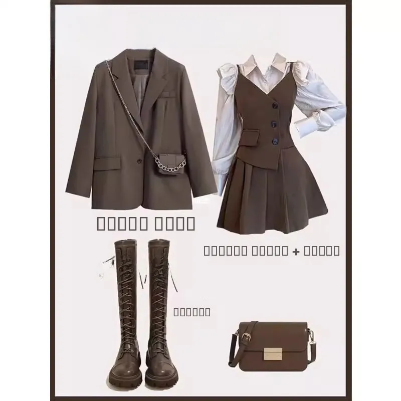 

Женский модный комплект больших размеров, осень 2025 г., костюм-футболка Jaet Base irt Slim Dr Combo Ele Commute Sle, повседневная одежда