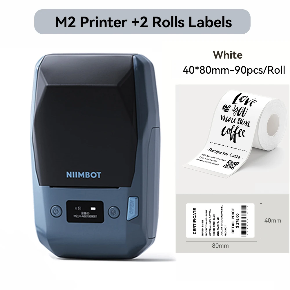 Niimbot M2 Thermische Transfer Labelprinter 300 DPI High Definition Draadloos 20-50 mm Printbreedte Label Maker Ondersteuning Telefoon/PC