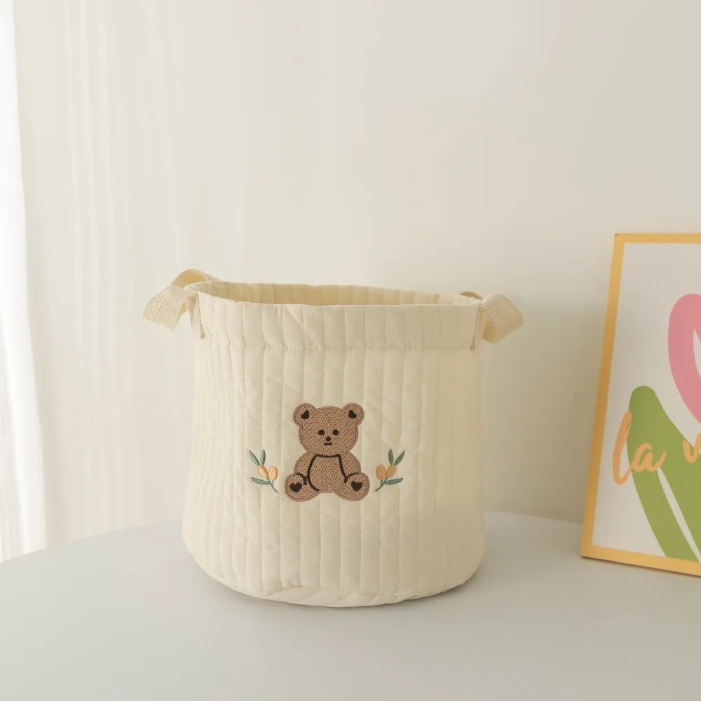 

Cute Bear Embroidery Baby Bags Large Capacity Nappy Cart Storage Baby Diaper Bag Cotton Kids Storage Bags Newborn