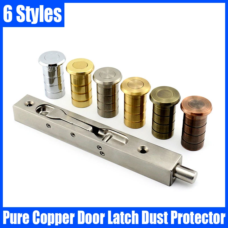 1PCS Pure Copper Door Latch Dust Protector Ground Spring Cover Concealed Latch Seat Door Bolt Dust Cover Anti-sand Latch Cover