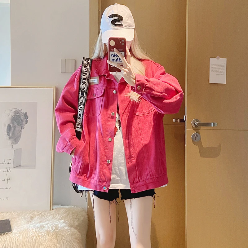 

Loose Women's Denim Jaet Spring Sle Long Sve Casual Faion Spring Autumn Trendy Top Korean Version Spring Collection