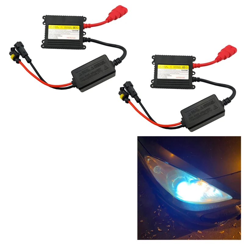 2Pcs DC12V 55W HID Ballast Block Ignition Electronic Digital Slim Ballast for HID Kit Xenon H1 H3 H7 H8 H11 9005 9006 H4