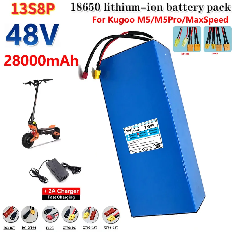 Large Capacity High-Performance 13S8P 48V 28Ah Battery Pack for KUKIRIN G2 MAX Electric Scooters Electric Vehicle Batteries