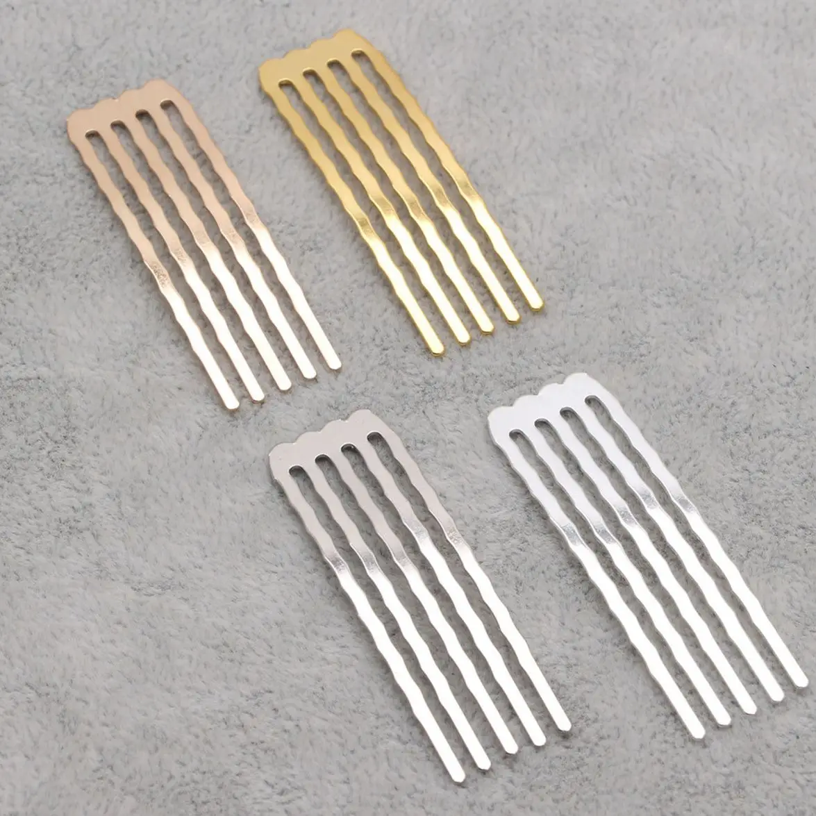 20 Pcs Blank Metal Hair Comb 15mm with 5 Teeth For Bridal Hair Accessories DIY