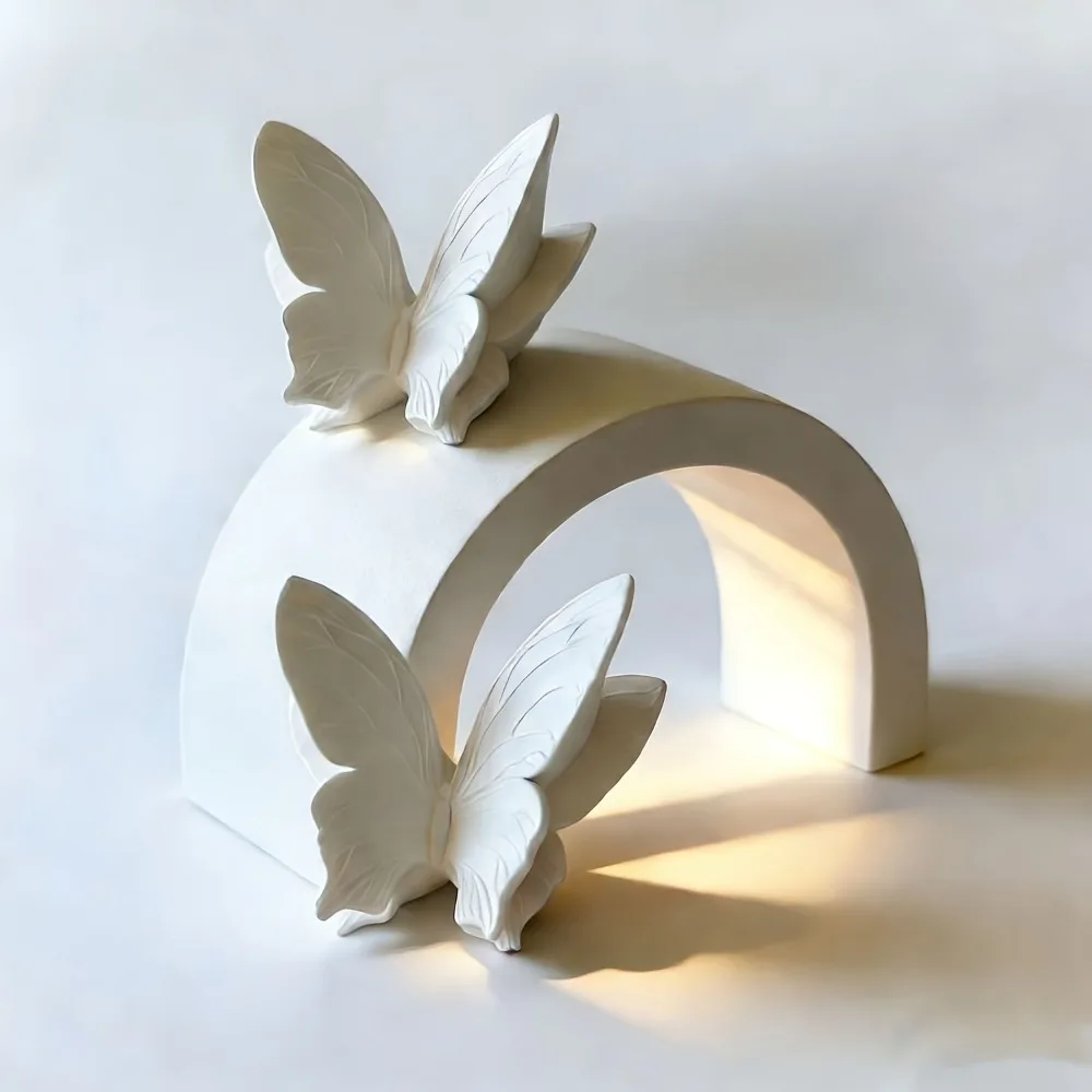 Butterfly Wall Decor 3D White Plaster Butterfly Wall Art for Living Room Bedroom French Style Home Decor