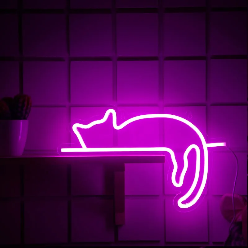 

Cat Neon Signs Lights Decor Dog USB Operated Decorative LED Light Wall Table Christmas Wedding Birthday Kids Girls Room