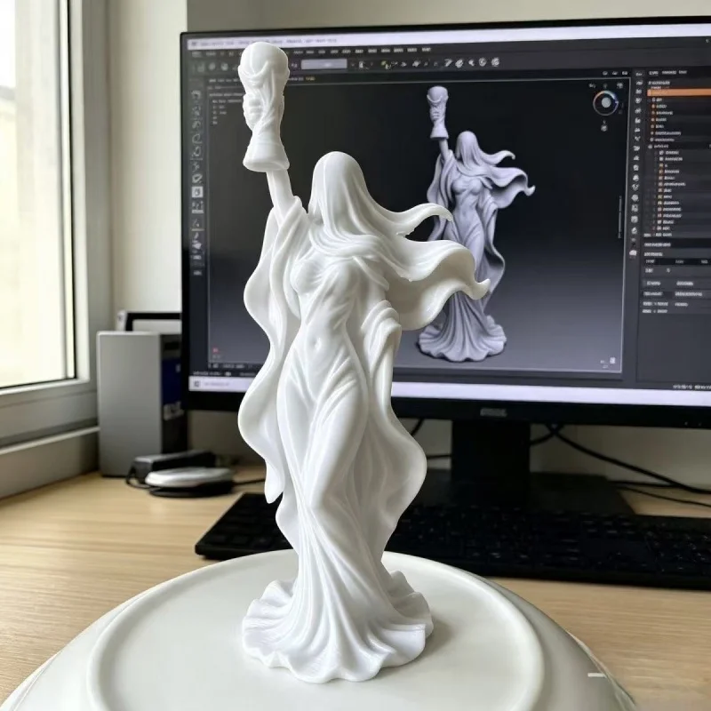 Halloween Home Decor 3D Printed Victory Ghost Goddess Sculpture Desktop Ornament Collectible Gift for Otaku Figure Enthusiasts