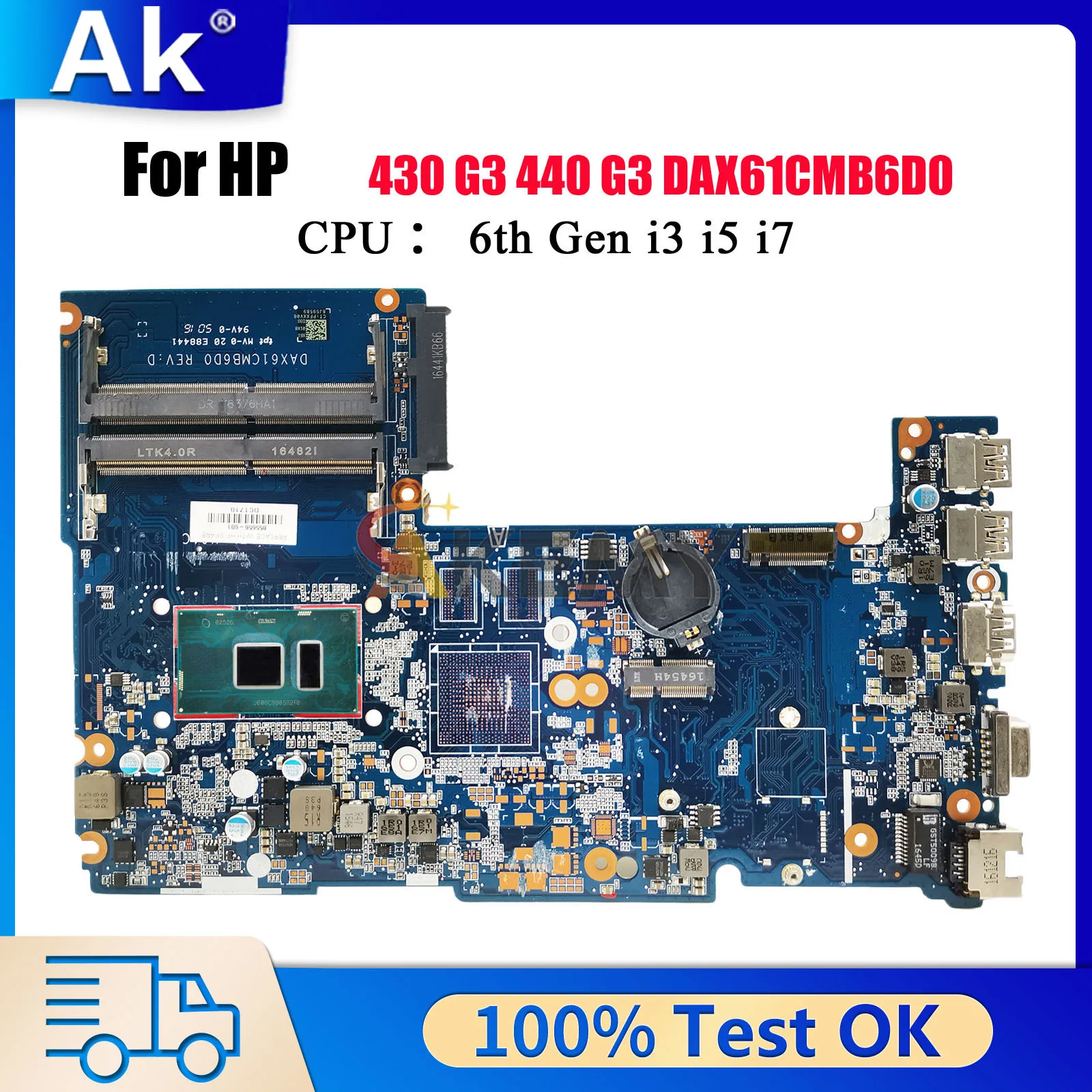 

DAX61CMB6D0 Материнская плата для ноутбука HP ProBook 430 440 G3 с процессором i3 i5 i7 DDR4 855658-601 855656-601 100% полностью протестирована
