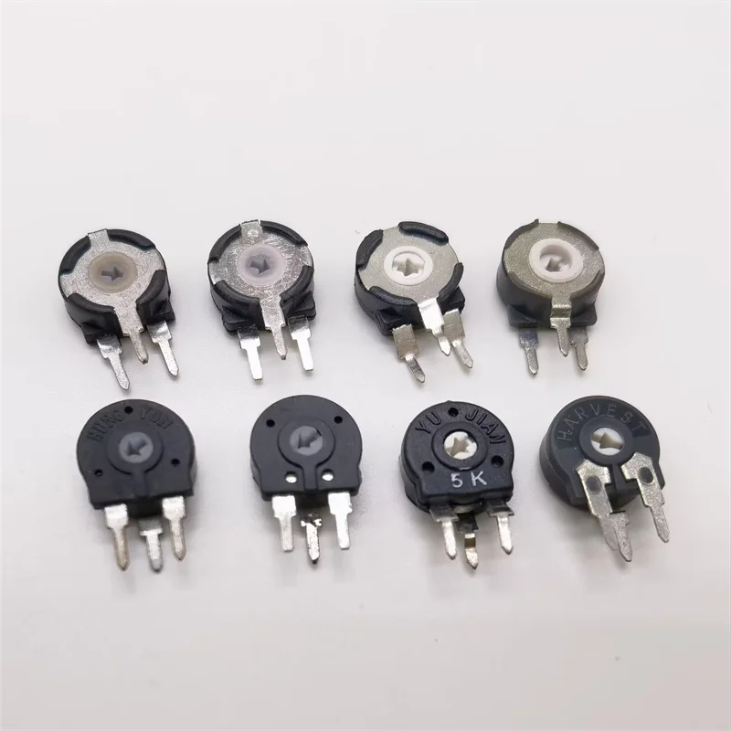 5PCS  potentiometers PT10 500ohm 1k 2k 5k 10k 20k 50k 100k 200k 500k 1M vertical arrow hole adjustable resistance switch