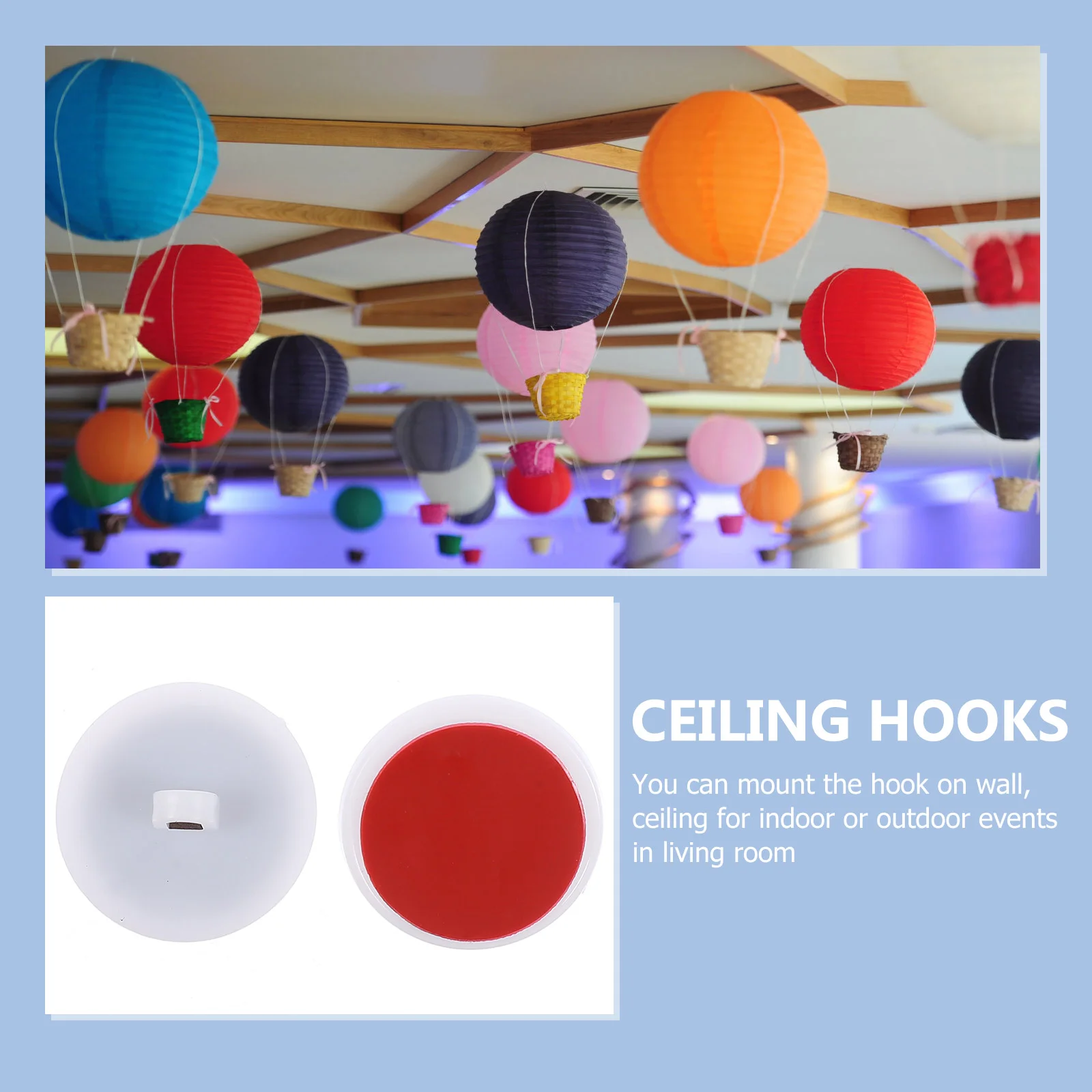 20Pcs Sticky Hooks Plastic Easy Install Indoors Outdoors Living Room Ceiling Hook for Hanging Lanterns Wicker Flower