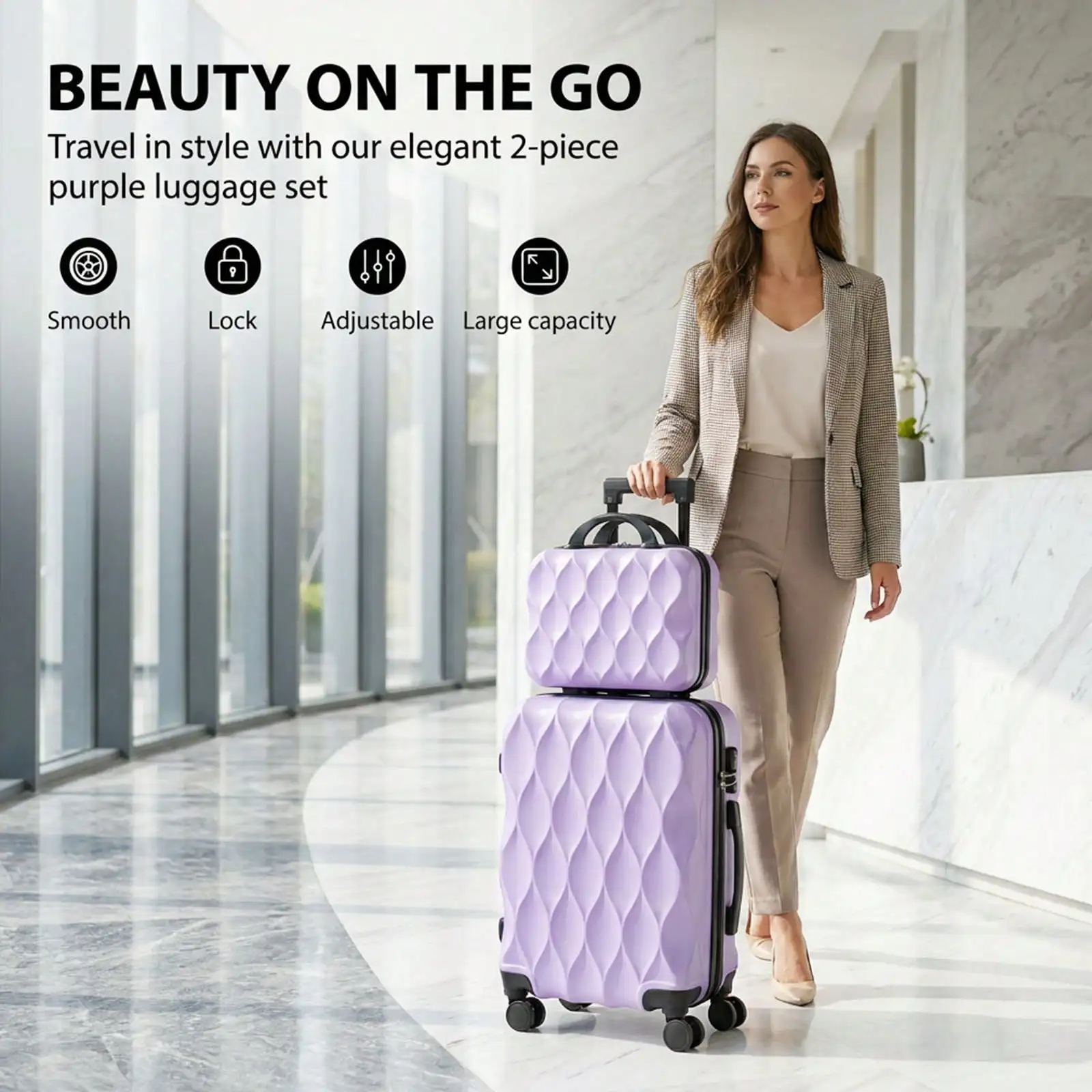 2 In 1 Luggage Sets, Portable Suitcase With Wheels Password Carry On Luggage Large Capacity Classified Storage Suitcase Adjustable Pull Rod Smooth To Use SG260520170645094974793