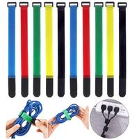 10Pcs Reusable Hook Loop Nylon Reverse Straps Colored Fastening Tape Self Adhesive Cable Ties Wrap Bundle Fixed Ties