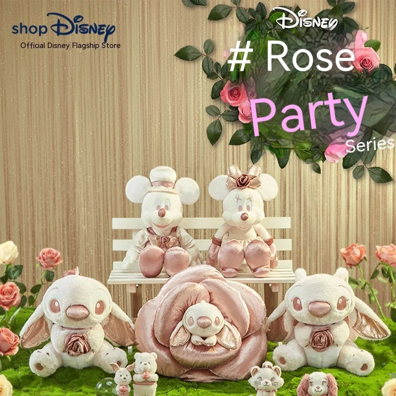 

2023 Disney official new rose party series Shi Diqi Mickey Minnie Winnie the Pooh plush doll pendant collection Christmas gifts