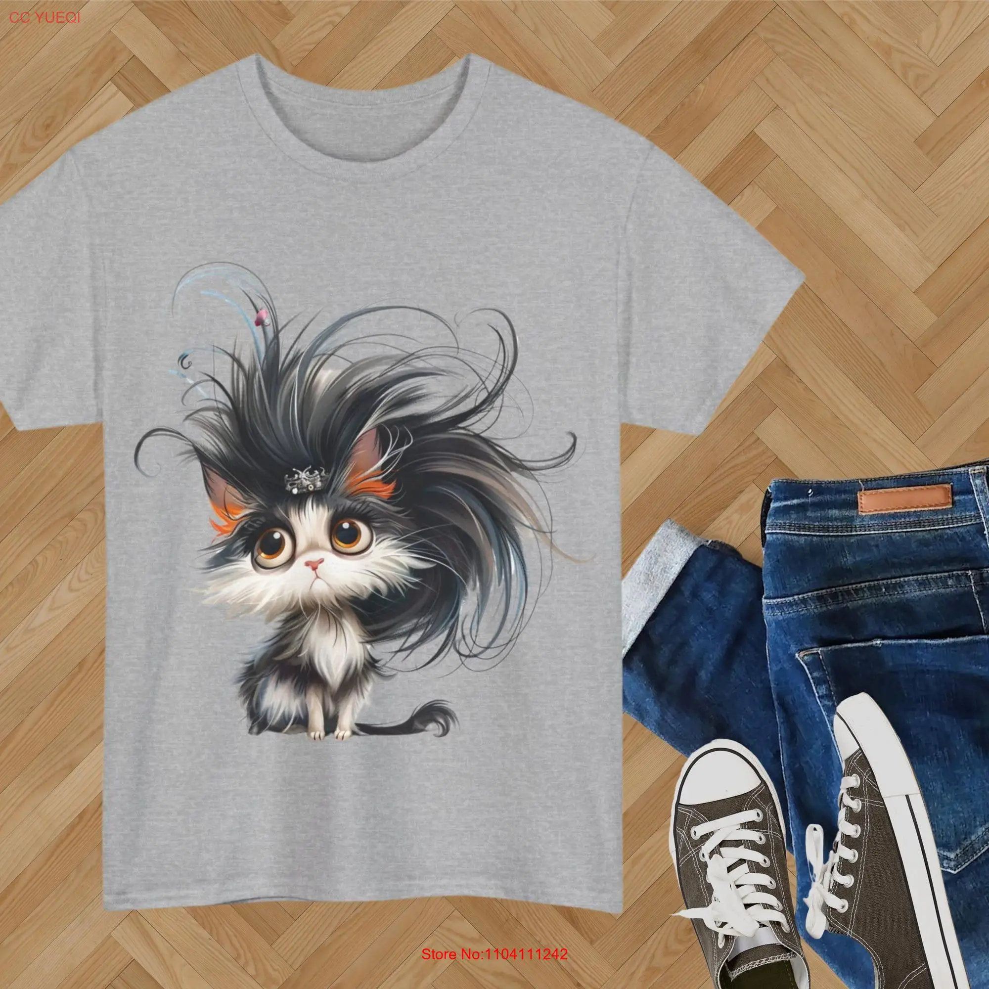 Cartoon Cat T Shirt Animal Lover Mum For long or short sleeves