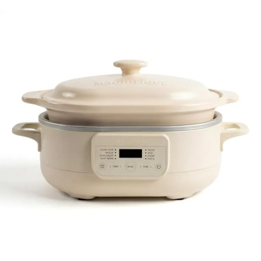 

6 Quart Programmable Slow Cooker 8-in-1 Multi Cooker with Removable Non-Toxic Stoneware Crock Claypot Rice Cooking Nonstick Ove