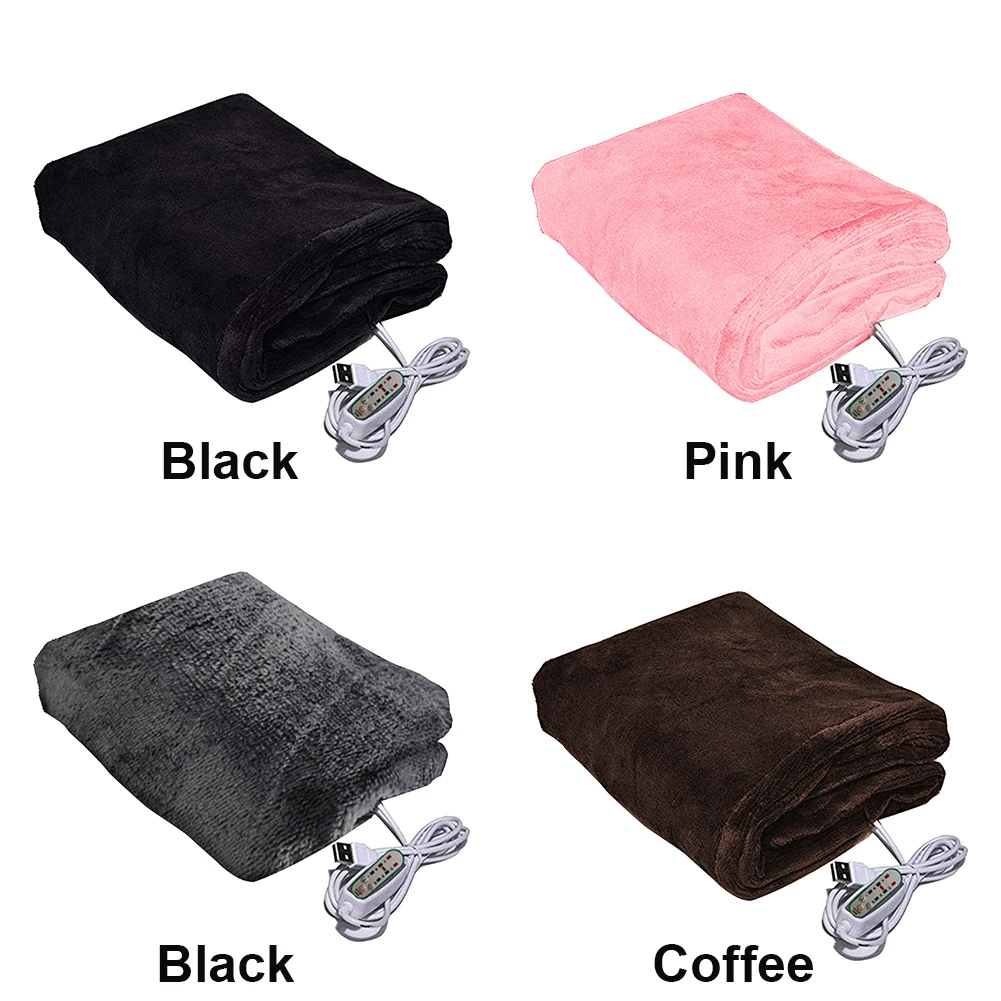 USB Heating Travel Machine Washable For Sofa Bed 3 Levels Portable Electric Blanket Winter Warm Soft Plush Car Shawl Camping