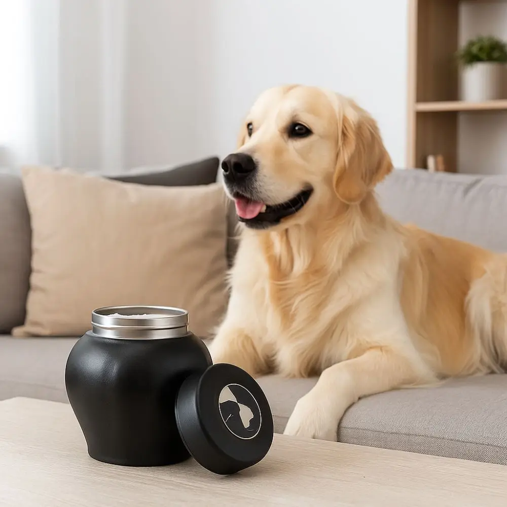 الفولاذ المقاوم للصدأ الحيوانات الأليفة التذكارية الرماد جرة مختومة جرة القط الأسود جنازة تذكار مقاوم للرطوبة الكلب جرة حرق المنزل التذكاري #4