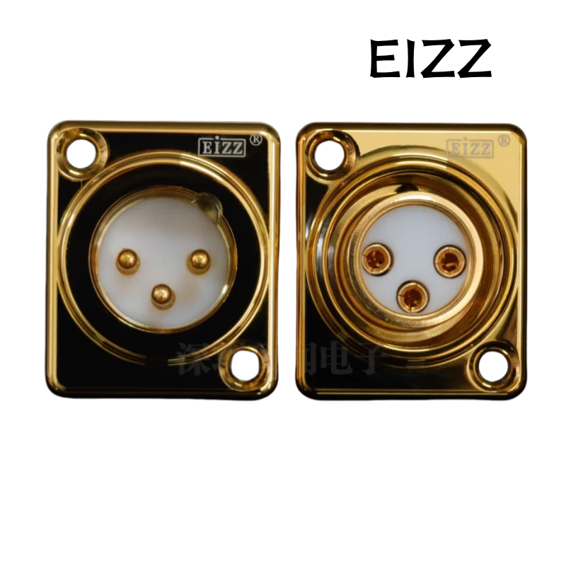 EIZZ three core XLR XLR XLR balanced socket, copper plated 24K gold XLR female audio socket