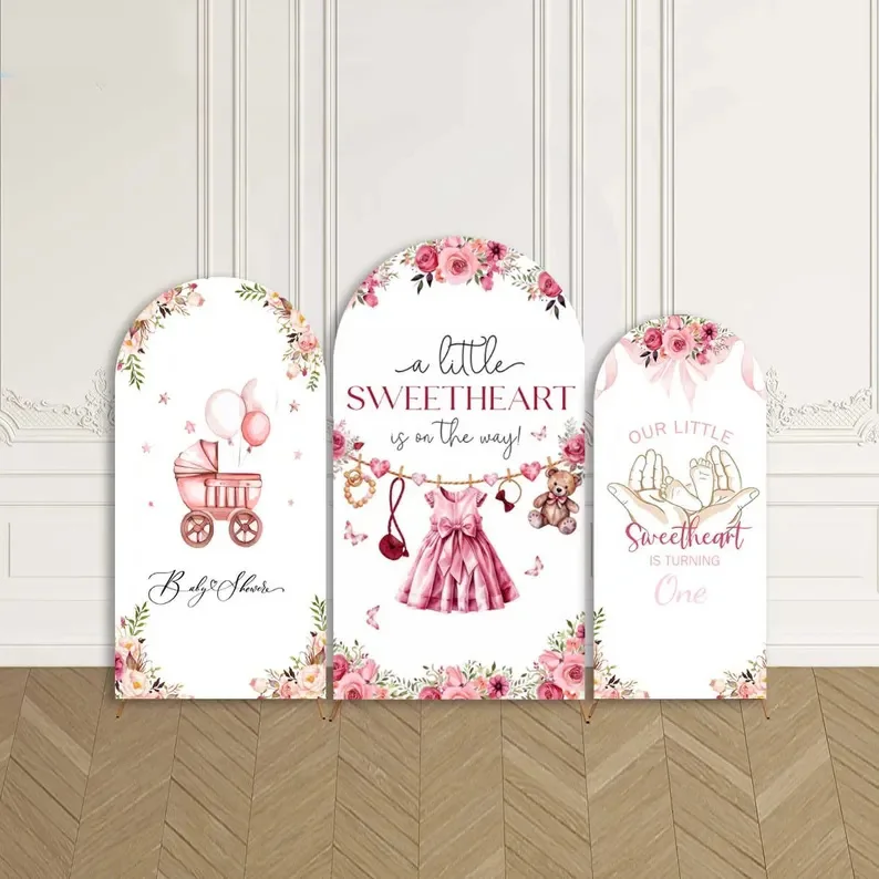 

LS 2-Sided Arch Cover A Little Sweetheart is On The Way Decoration Backdrop Baby Shower Arch Wall Children Birthday Party Prom