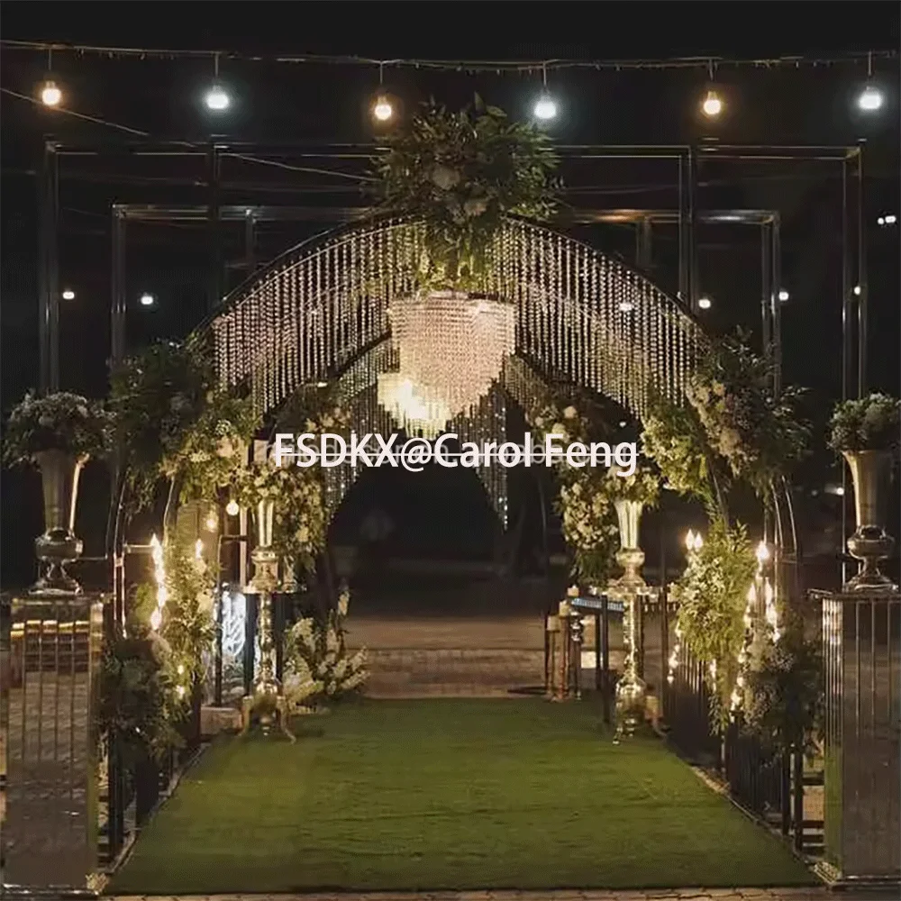 Good Quality Durable Wedding Arch LED Lighting Decorative Crystal Backdrops For Party Used