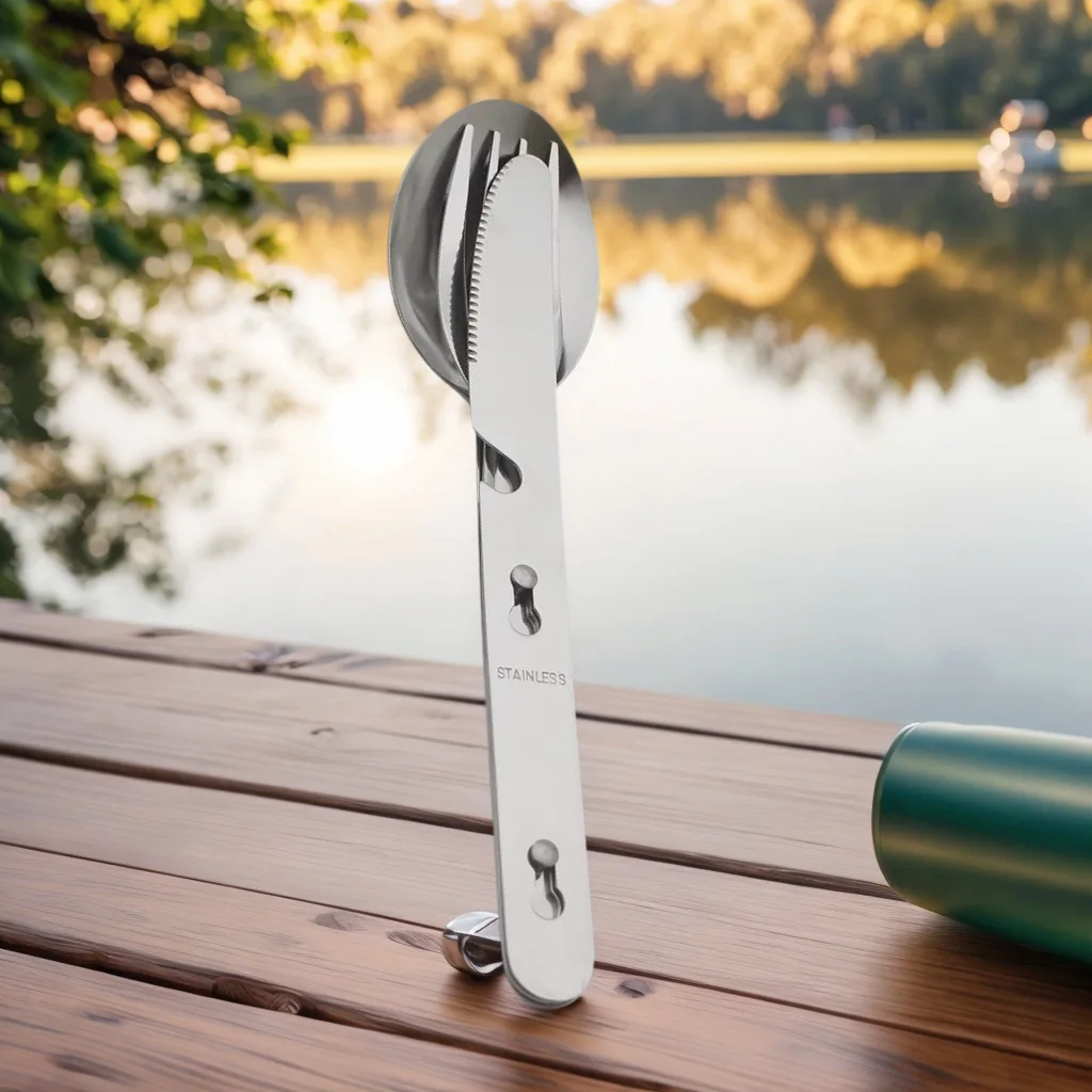 4 PCS Set Stainless Steel Cutlery Knife Fork Spoon for Home Use Travel Camping Picnic Portable Tableware Set with Storage Bag #5
