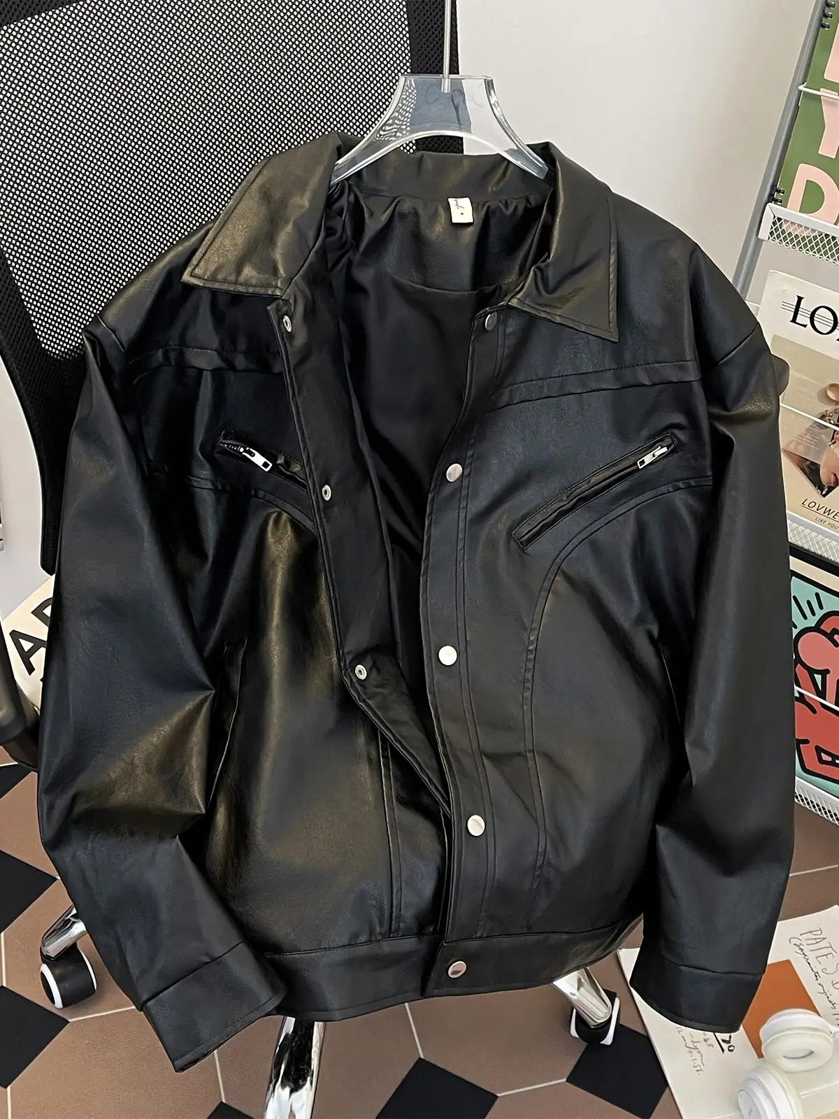 

Американский кожаный жилет в стиле рабочей одежды, мужской, модный, деконструктированный, высококачественный, для мотоциклистов, из искусственной кожи...