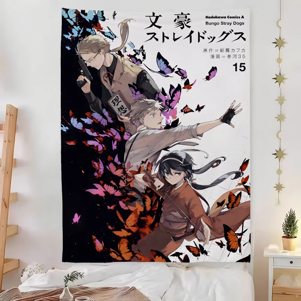 Cartoon B-Bungo S-Stray D-Dogs Tapestry Bedroom Living Bar Garden Outdoor Microfiber Festival Decoration Background Art Banner