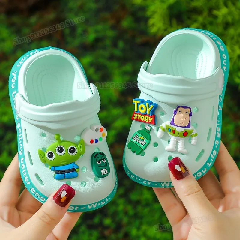 Disney Toy Story Shoes Children\'s Slipper Hole Non-slip Boys Girls Indoor Soft Sole Breathable Deodorant Cartoon Bow-Top Sandals