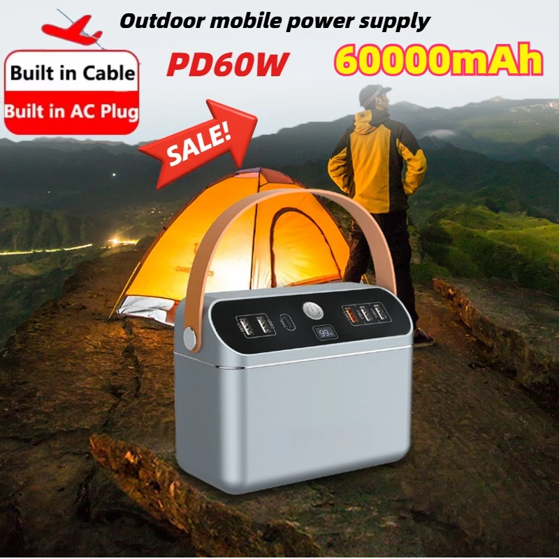 

150W Portable Power Station 60000mAh 222Wh Jump Starter Camping Power Bank PD 60W Charger Car Booster Outdoor Starting Device