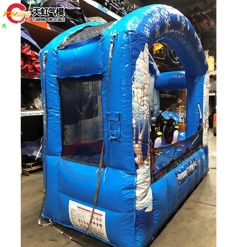3x2m comercial inflável pinguim bola de neve cabine de tiro hover bola carnaval jogo brinquedos infláveis com ventilador