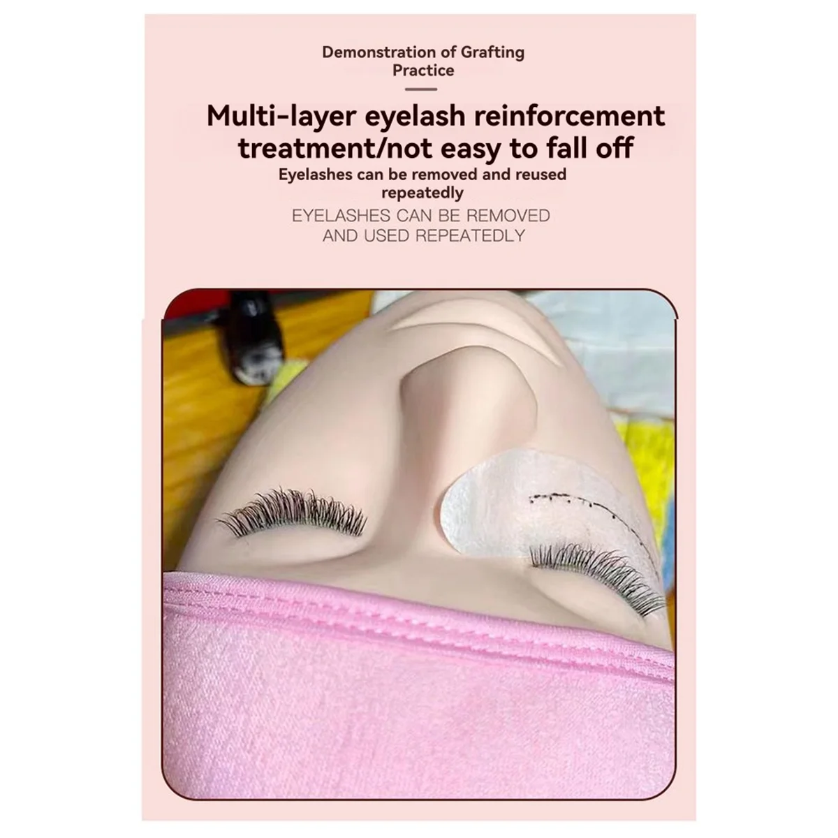 A002 4D Eyelash Extension Practice Mannequin Head Lashes Grafting Training Tools with Lashes Makeup Teaching Makeup Tools