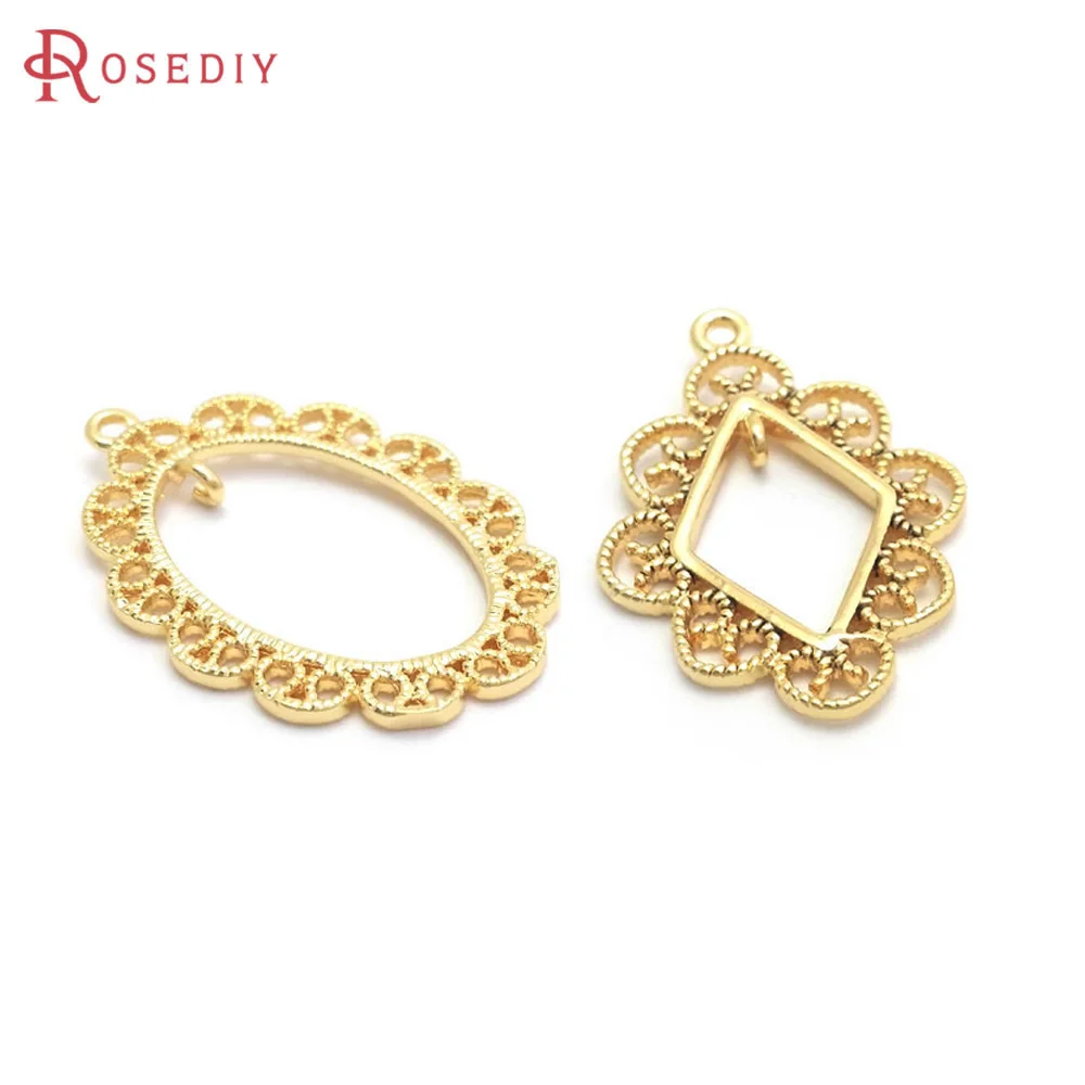18K Gold Color Brass Rhombus Oval Drop Shape Earrings Connect Charms Pendants High Quality Diy Jewelry Making Supplies for Women