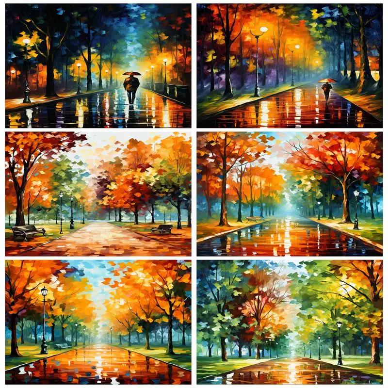 

RUOPOTY Painting By Number Adults Landscape Yellow Maple leaves Original Gifts Diy Crafts Canvas Art Painting Living Room Decora