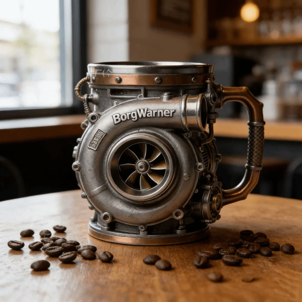Resin Turbocharger Mug Comfortable Grip Sturdy and Durable 3D Engine Cup Handcrafted Mechanical Element Style Coffee Mug - view 2