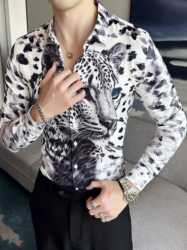 

Slim Fit Long Sve с цифровым принтом irt, мужская мода, полиэстер, повседневная одежда, отложной воротник, застежка на пуговицы, обычная длина