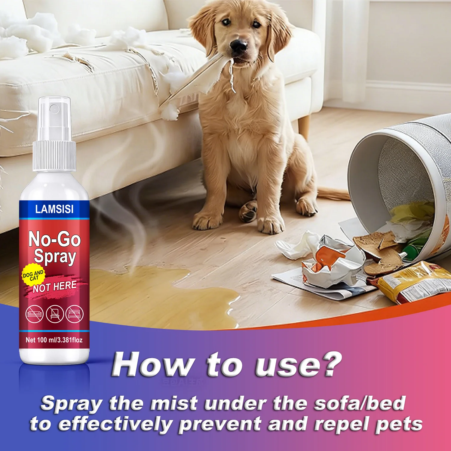 No-Go Spray for Dogs & Cats | 100ml Scent Deterrent to Mark Pet-Free Zones, Protect Furniture & Aid Potty Training view 4