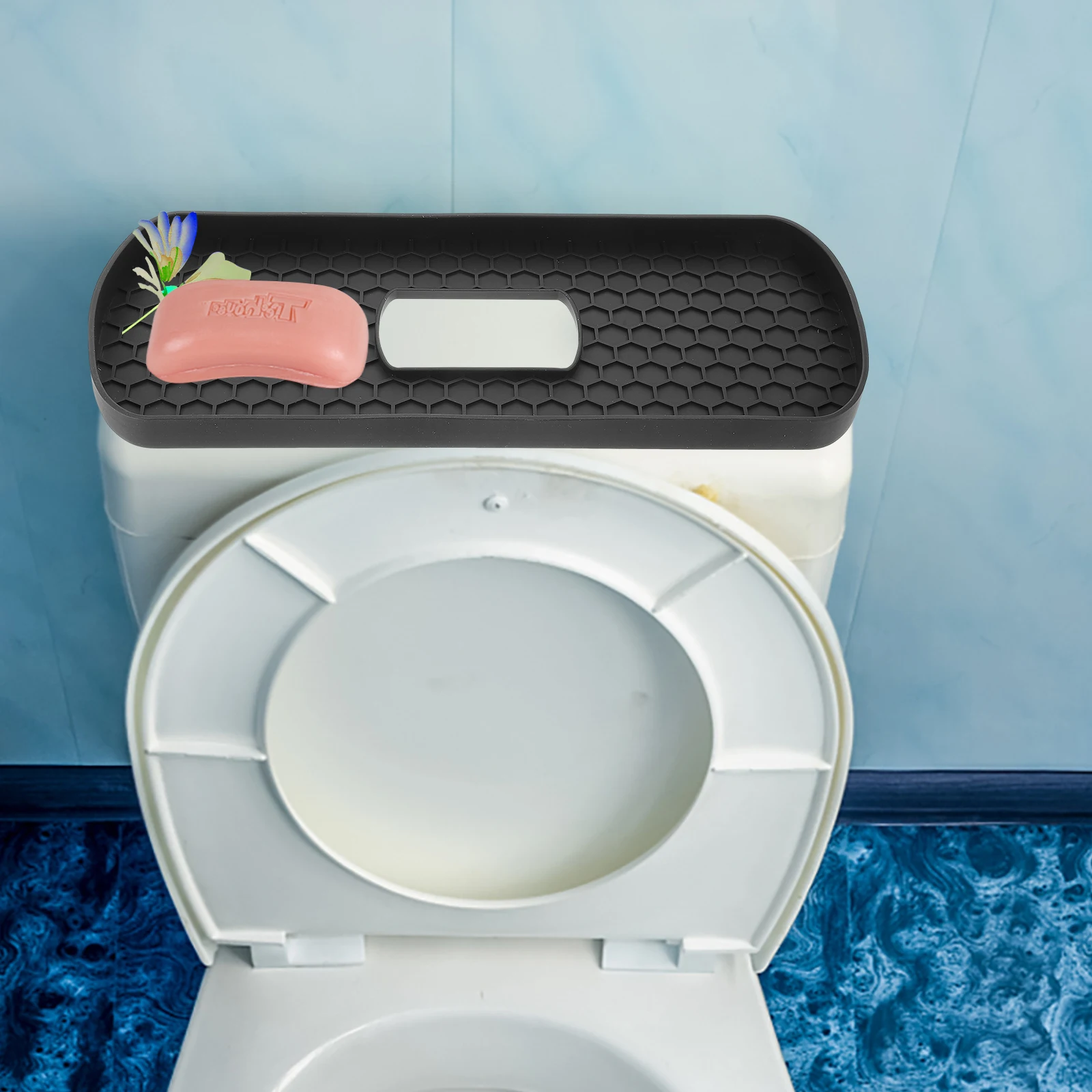 

Silicone Bathroom Tray Home Storage Rack No Hole Punching Black Smooth Sink Soap Jewelry Toiletries Container Kitchen Drying Mat