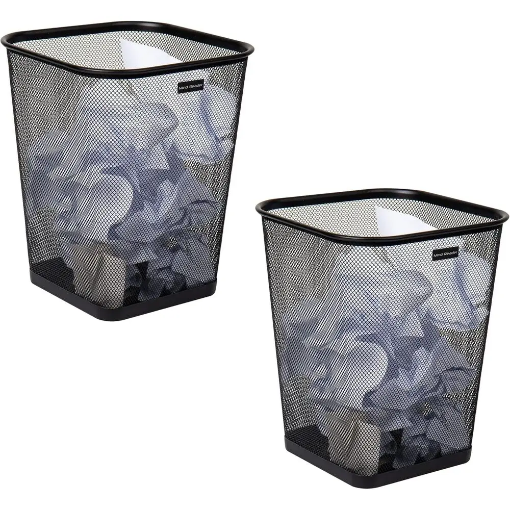 

Metal Mesh Square Waste Basket, 9.75 x 9.75 x 12.25, Set of 2, Black