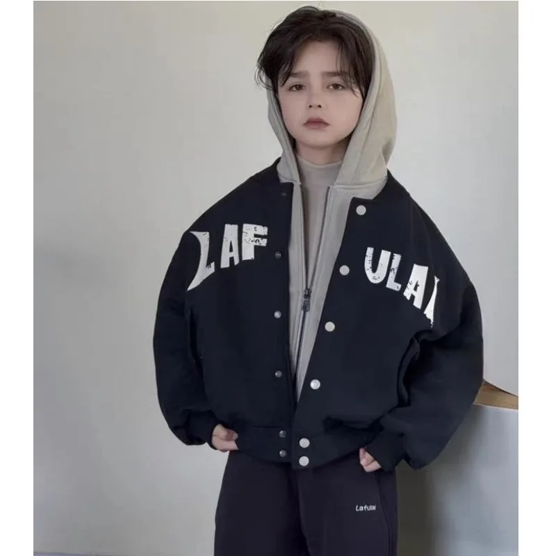 

Boys Padded Jacket Autumn and Winter New Children's Handsome Splicing Hooded Thickened Top Boys Trendy Cotton-padded Clothes