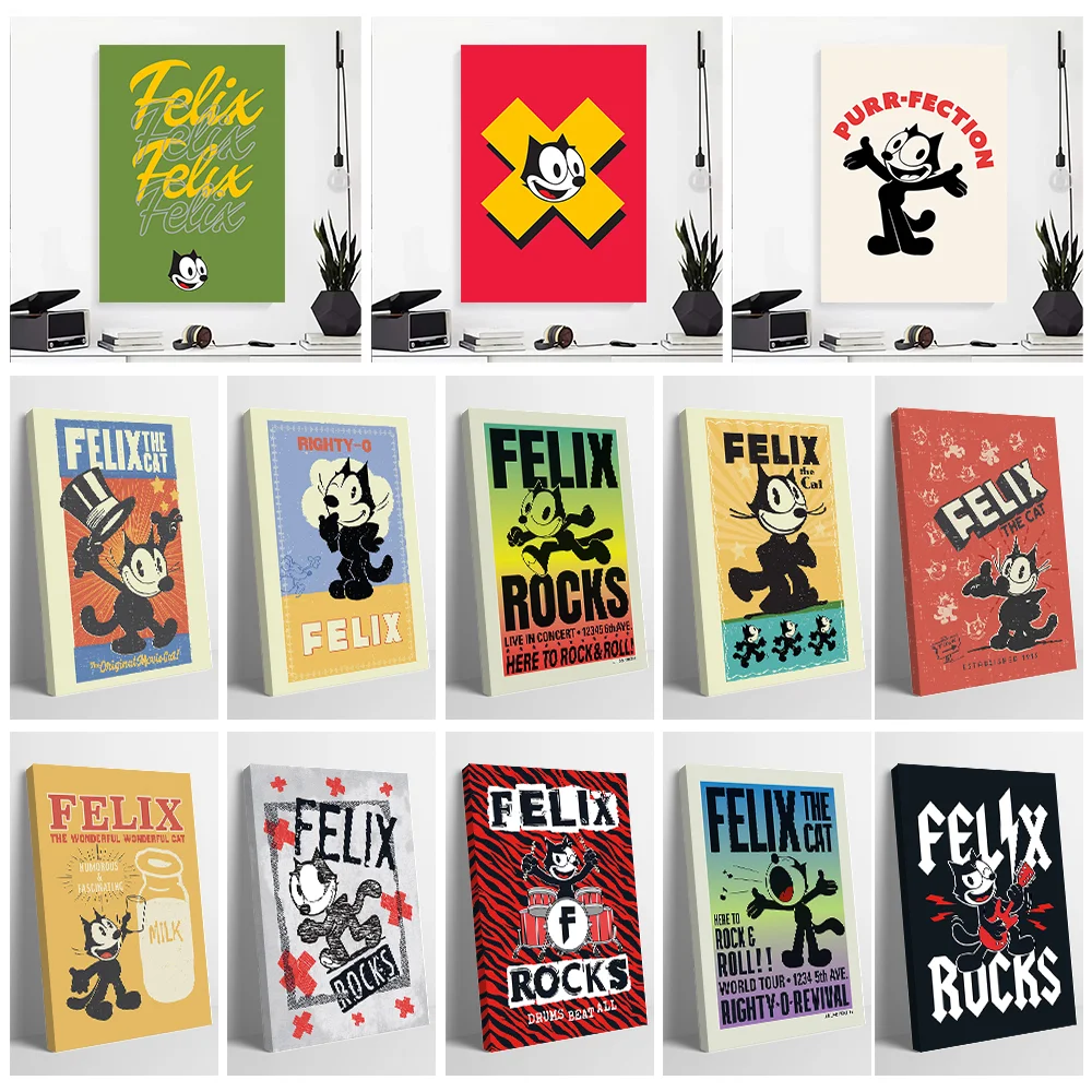 Felix the Cat Canvas Print Perfect Gift for Fans Lovers Personalized Wall Art Poster for Room Decoration Modern Home Decorations