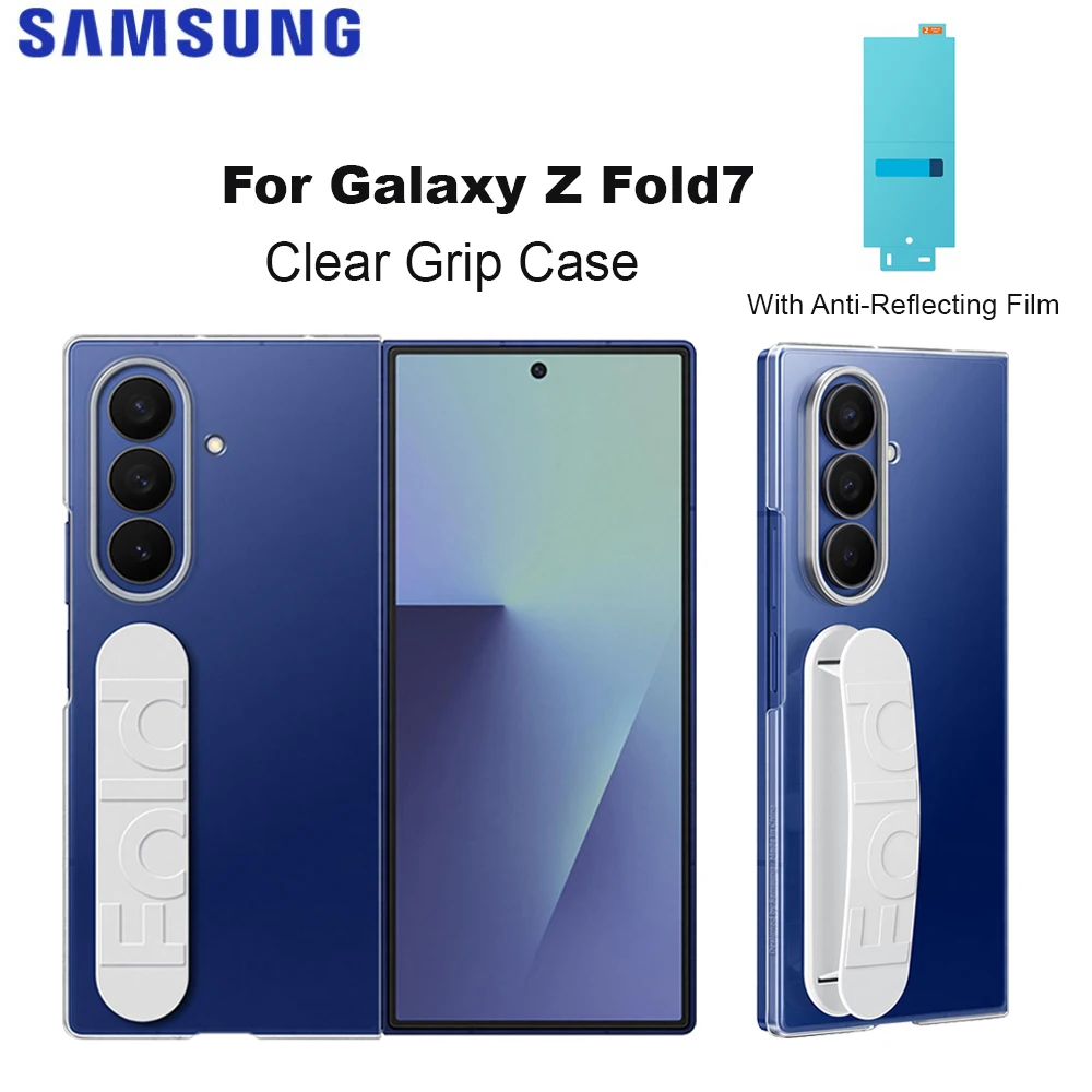 Étui transparent Original Samsung Galaxy Z Fold7 Clear Grip Case EF-QF966 avec support pour doigt et protection d'écran pour téléphone Galaxy Z Fold7