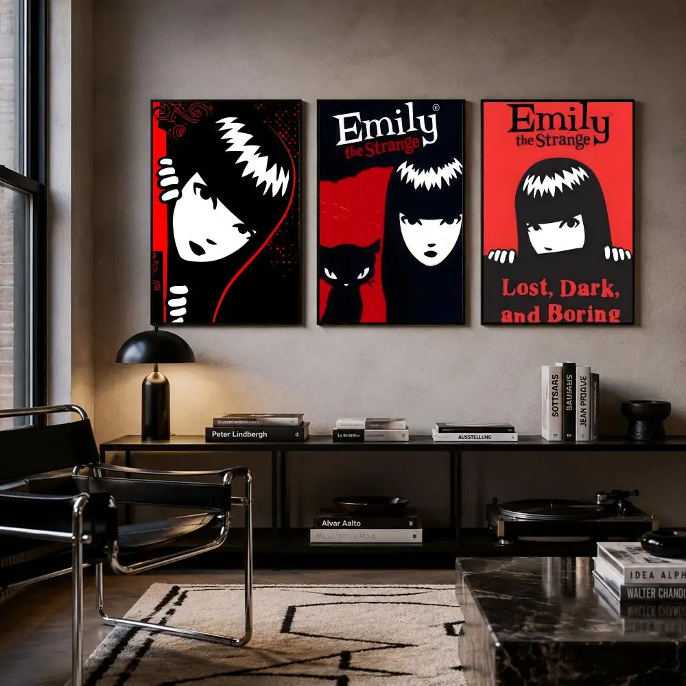Character Emily The Strange Poster Self-adhesive Art Waterproof Paper Sticker Coffee House Bar Room Wall Decor